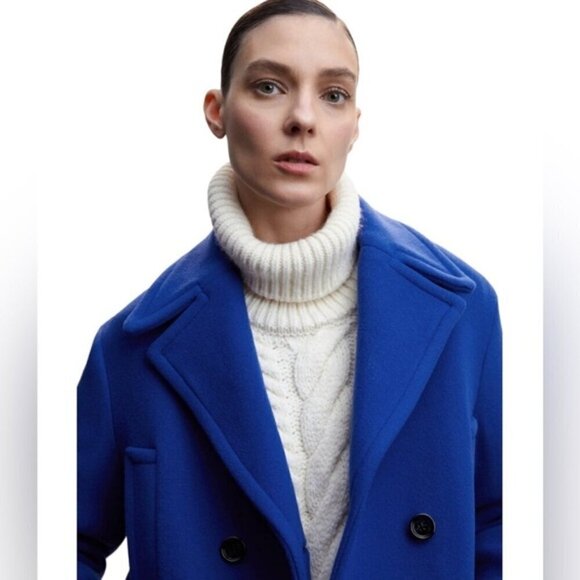 🩷 Mango - Women's Buttoned Wool Blend Coat - Blue. Size: XS. NWT. (1365) - Picture 12 of 16